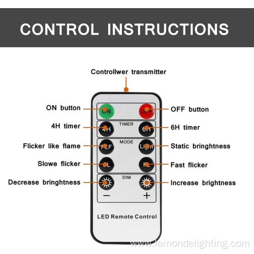 Flameless Timer Function Battery Flickering LED Tea Light